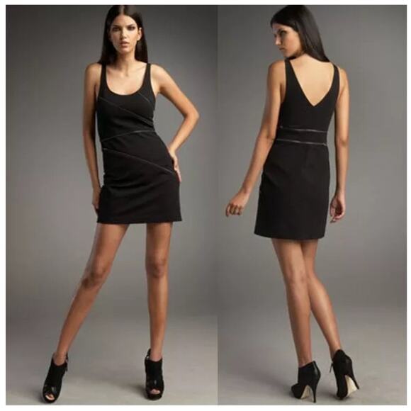 Theory Black Dora Cupid Zipper Stretch Knit Dress - Picture 1 of 7